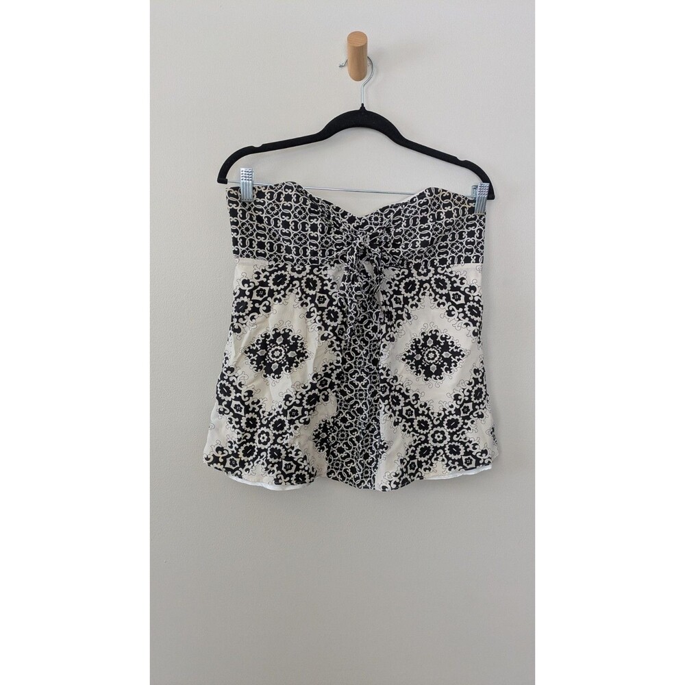 White House Black Market Silk Bustier Top Sz 4 Tie Bow Front Strapless Y2K Boho